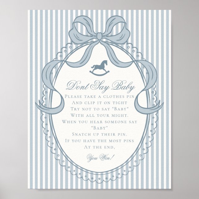 Affiche Blue Coquette Bow Rocking Horse Dont Say Baby (Devant)