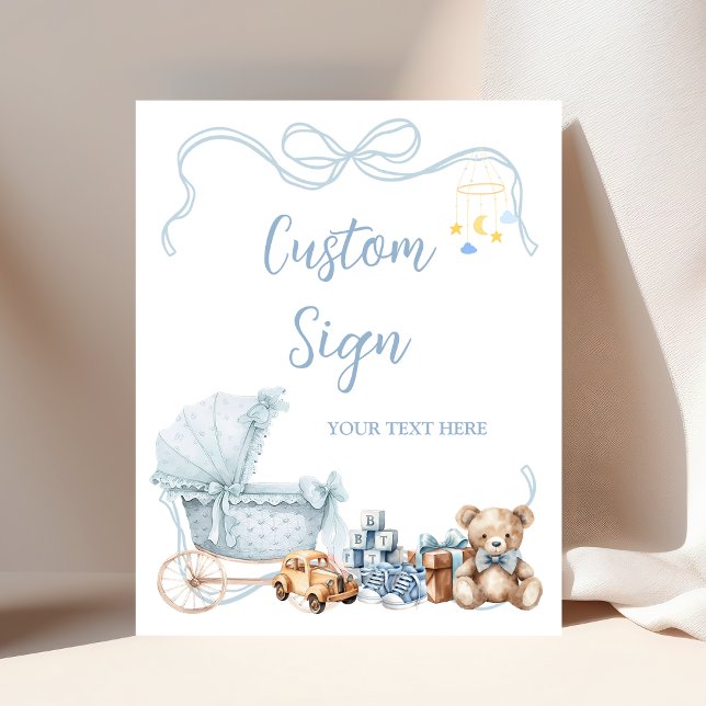 Affiche Blue Coquette Carriage Baby Shower Custom Sign (Créateur téléchargé)