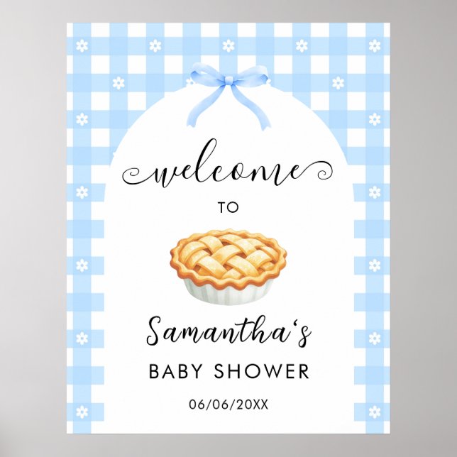 Affiche Blue Coquette Pie Baby Shower Welcome (Devant)