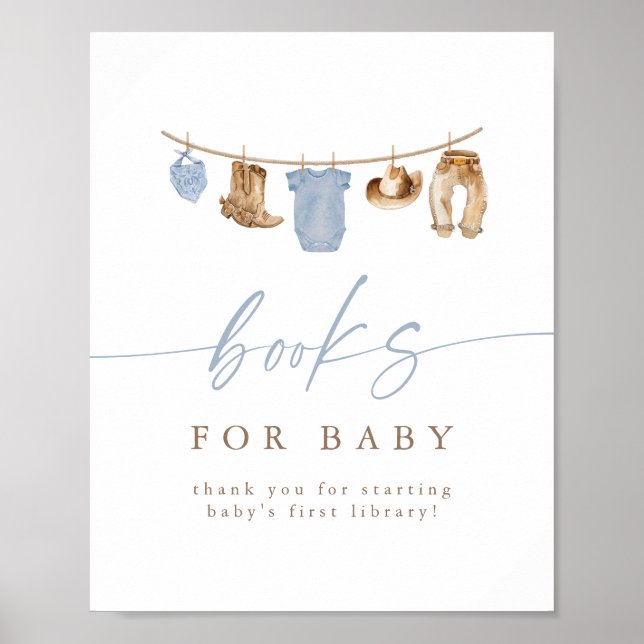Affiche Blue Cowboy Clothesline Books for Baby (Devant)