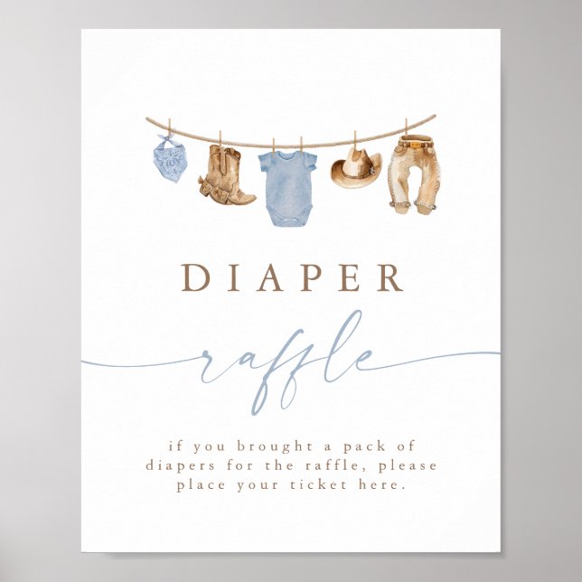 Affiche Blue Cowboy Clothesline Diaper Raffle (Devant)