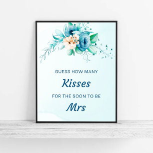 Affiche Blue Devis Combien De Baisers Fête des mariées Jeu