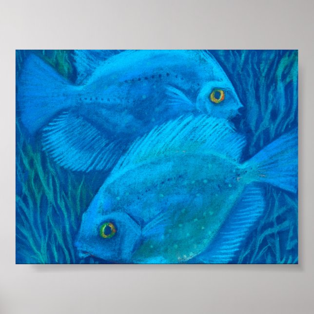 Affiche Blue Discussions, Poisson Tropical Art Animal Sous (Devant)