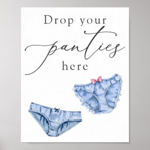 Affiche Blue Drop Your Panties Here Lingerie Shower Sign