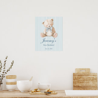 Affiche Blue Elegant Teddy Bear Sticker