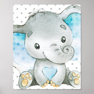Affiche Blue Elephant Baby Boy Nursery Wall Art Cadeau