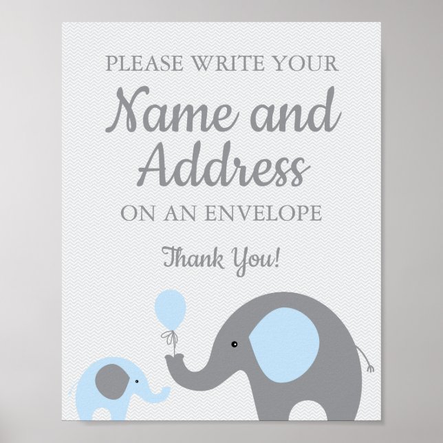 Affiche Blue Elephant Écrivez votre nom Adresse sur l'enve (Devant)