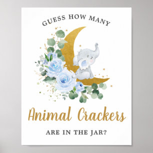 Affiche Blue Elephant Moon Devine Combien De Crackers Anim