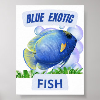 Affiche Blue Exotic Fish – Hypnotic Ocean Glow Wall Art