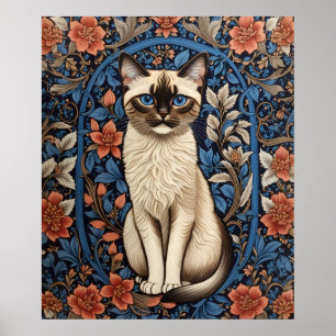 Affiche Blue Eyed Siamese Chat William Morris Inspiré