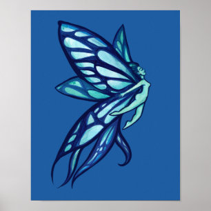 Affiche Blue Fairy Wings Féeries Art