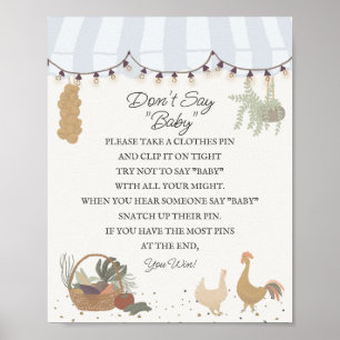 Affiche Blue Farmers Market Farm Fresh Dont Dit Baby Game
