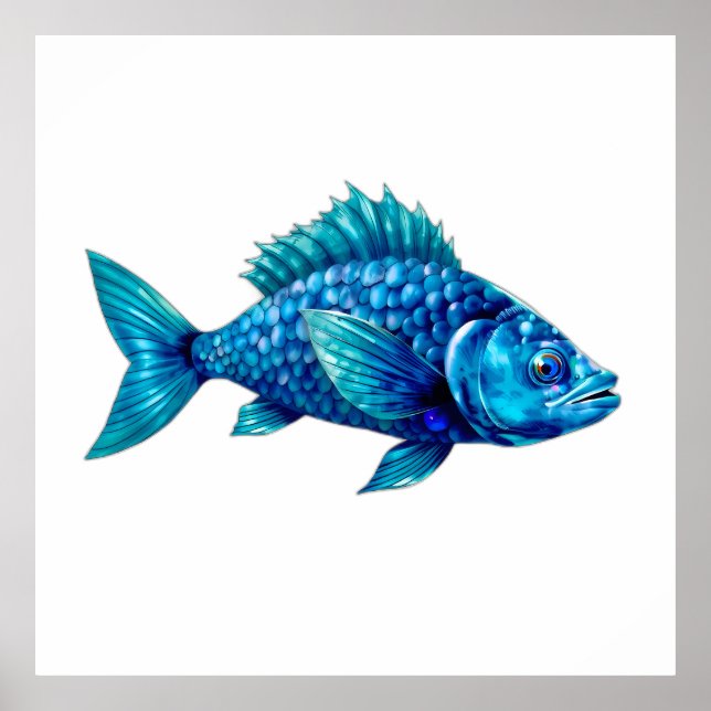 Affiche Blue Fish with Spiky Fins and Scales (Devant)