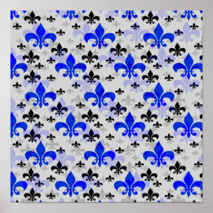 Affiche Blue Fleur De Lis Surface Design Motif Télécharger