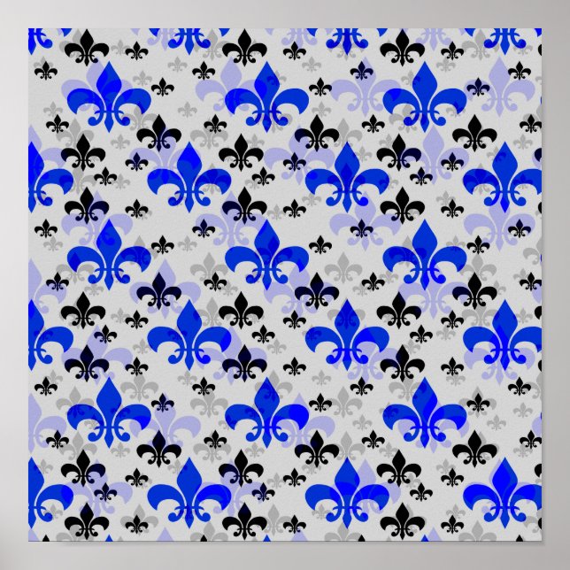 Affiche Blue Fleur De Lis Surface Design Motif Télécharger (Devant)