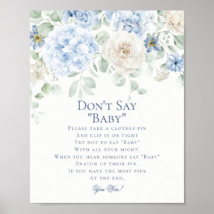 Affiche Blue Floral Baby in Bloom Hydrangea Game