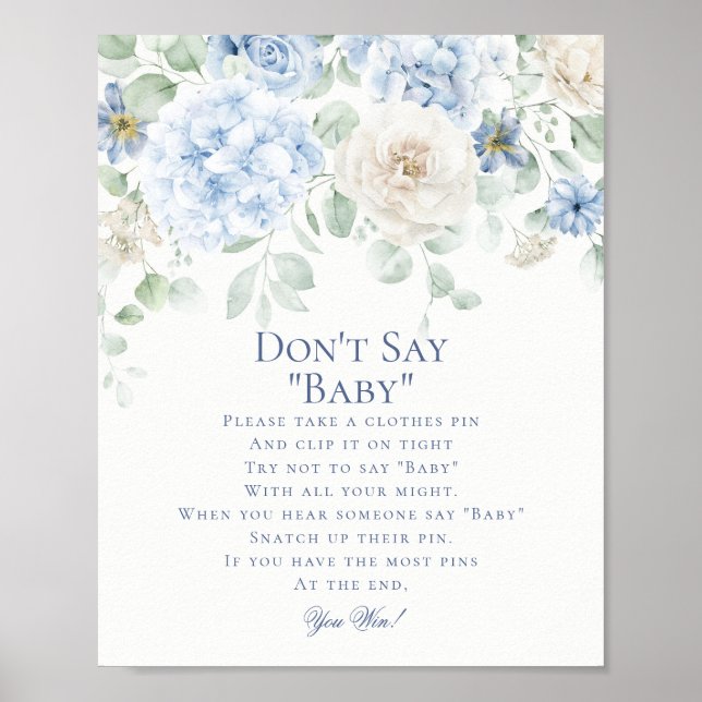 Affiche Blue Floral Baby in Bloom Hydrangea Game (Devant)