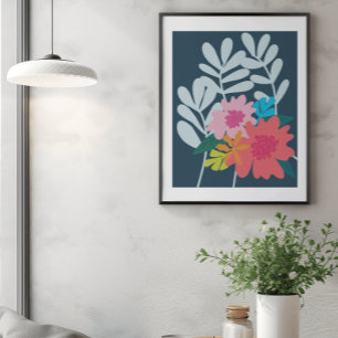 Affiche Blue floral botanical flowers bunch pretty art
