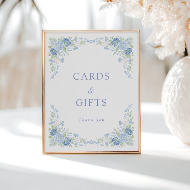 Affiche Blue Floral Bridal Tea Party Welcome (Créateur téléchargé)