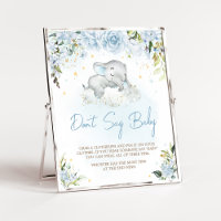 Blue Floral Elephant Baby shower Ne pas dire bébé