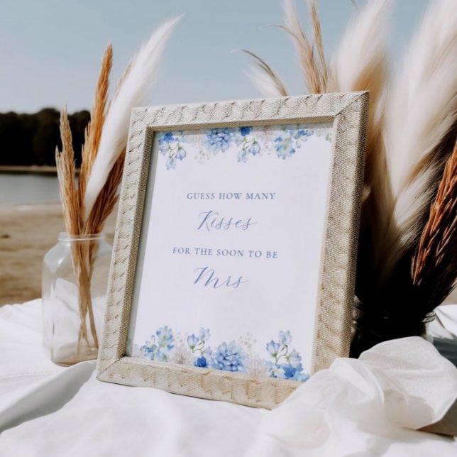 Affiche Blue Floral Fête des mariées Baisers jeu (Créateur téléchargé)