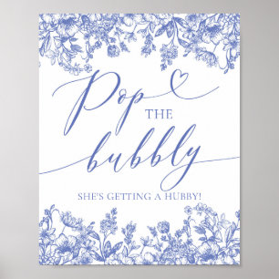 Affiche Blue Floral Pop The Bubbly She's Getting A Hubby