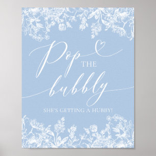 Affiche Blue Floral Pop The Bubbly She's Getting A Hubby