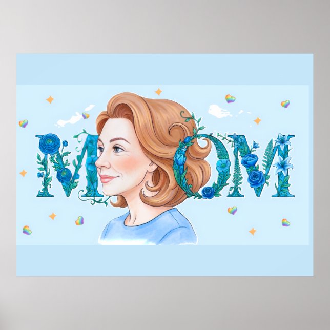 Affiche Blue Flowery Mom (Devant)