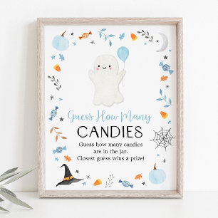 Affiche Blue Ghost Halloween Devinez Combien De Jeu