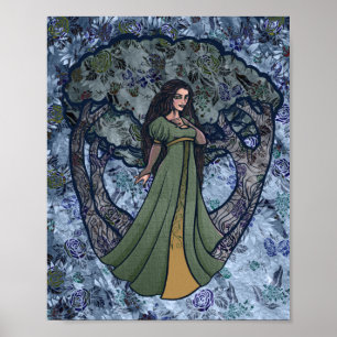 Affiche Blue Goddess Woods Pagan Art Nature Goddesses