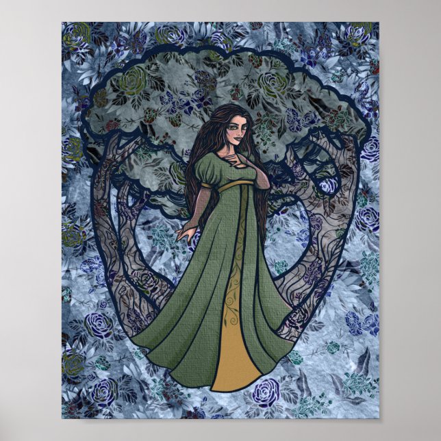 Affiche Blue Goddess Woods Pagan Art Nature Goddesses (Devant)