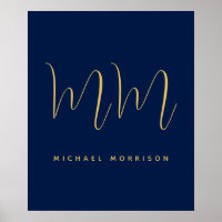 Blue Gold Colours Professionnel Lettres initiales 