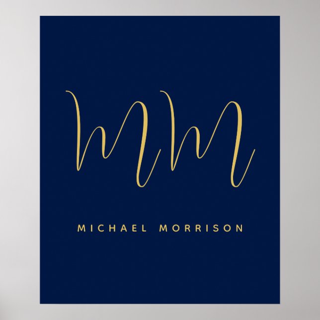 Affiche Blue Gold Colours Professionnel Lettres initiales  (Devant)
