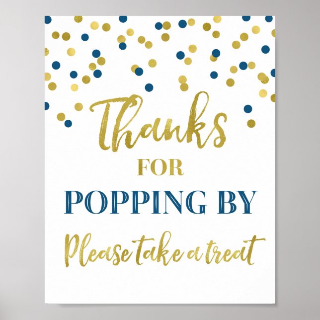 Affiche Blue Gold Confetti Merci pour Popup By Sign (Devant)