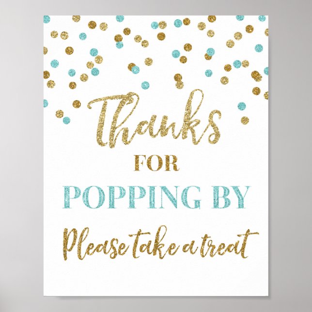 Affiche Blue Gold Confetti Merci pour Popup By Sign (Devant)