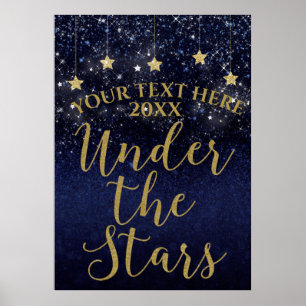 Affiche Blue & Gold Under the Stars Soirée de Nuit Étoilée