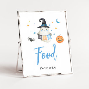 Affiche Blue Halloween Ghost Little Boo Baby shower Nourri