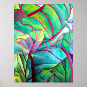 Affiche Blue Hawaii Tropical leaf folios art
