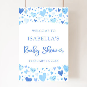Affiche Blue Hearts Valentine Sweetheart Baby shower