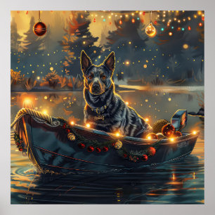 Affiche Blue Heeler Noël Festive Voyage