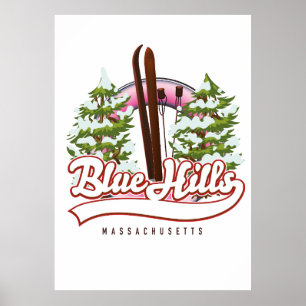 Affiche Blue Hills Massachusetts logo Ski