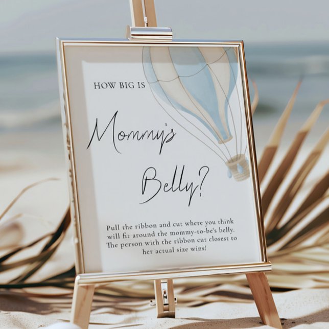 Affiche Blue Hot Air Ballotte Baby shower Big Mommys Belly (Créateur téléchargé)