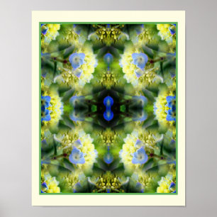 Affiche Blue Hydrangea Fleurs Miroir Abstrait