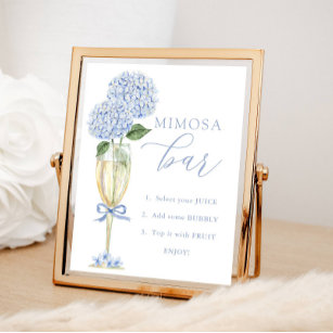 Affiche Blue Hydrangea, Gold Mimosa Bar Douche