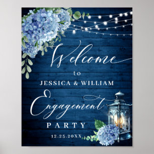 Affiche Blue Hydrangea Lanterne Boho Boho ENGAGEMENT PARTI