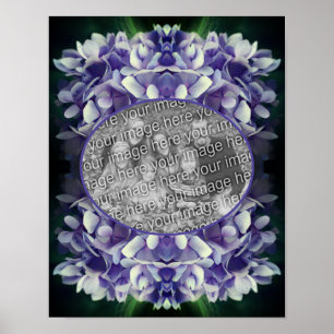 Affiche Blue Hydrangea Petals Frame Ajouter Votre Photo