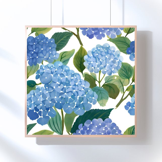 Affiche Blue Hydrangeas | Beau Floral Bush (Créateur téléchargé)