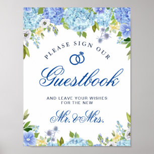 Affiche Blue Hydrangeas Greenera Signez Notre Guestbook Po