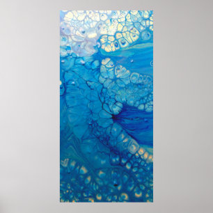 Affiche Blue Iridescente Moderne Abstrait Fluid Art