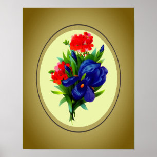 Affiche Blue Iris Bouquet Floral Art